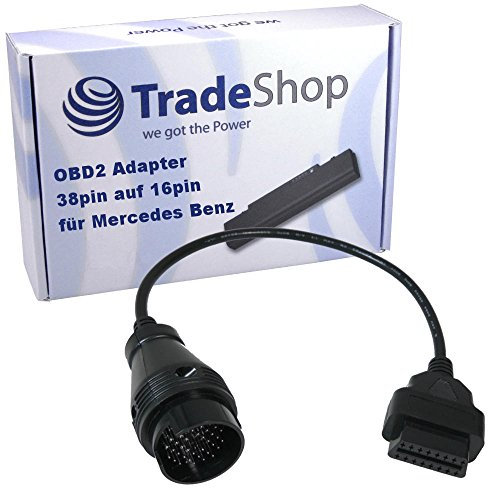 Trade-Shop 38Pin Rundstecker Mercedes Benz ODB DLC Adapter für 16Pin ODB2 Stecker OBD Diag AGV4000 Multiprotokoll Interface/OBD-509 / OBD-702 / OBD2000 / PS-100 / Snap-On/VAS/VCDS/X-100
