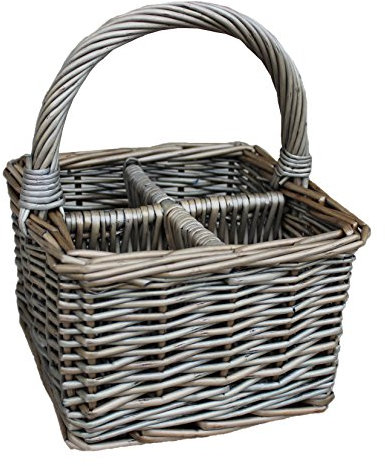 Antique Wash Square 4 Section Cutlery Basket condiments kitchen garden bbq picnics