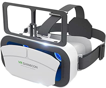 VR Headset Compatible with iPhone & Android Phone Within 4.7-7.2inch Display Screen- Universal Virtual Reality Goggles- Soft & Comfortable Updated 3D Glasses (G12-White)