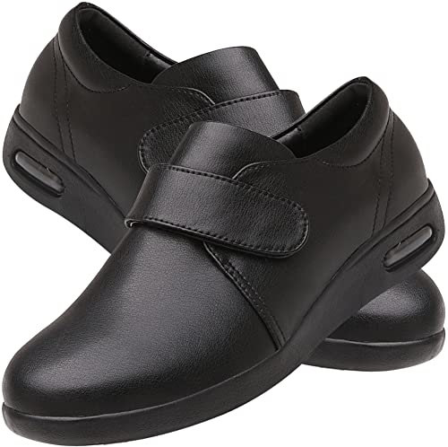Aocase Zapatillas Pie Diabetico Verano Hombre, Zapatilla Confortina Rejilla Extra Ancho Especial para Hombre y Mujer Pies Delicados Sandalias de rehabilitación Stretch 06,Negro,41 EU