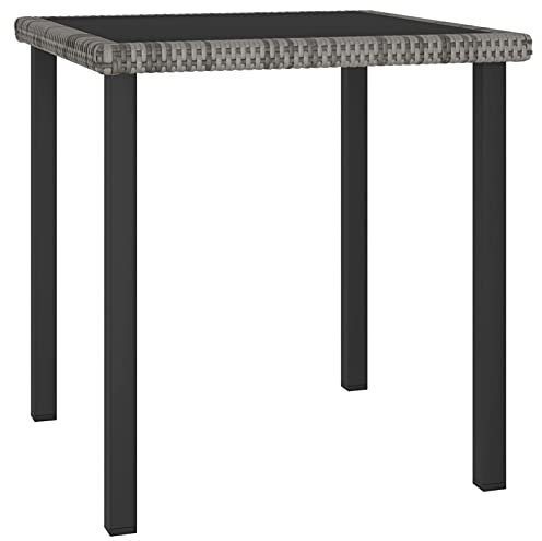 GuyAna Mesa de Comedor para jardín ratán sintético Gris 70x70x73 cm Mesa terraza Exterior Mesa de Comedor jardín Mesa Jardin Exterior Garden Table mesas terraza