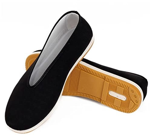 DHAEY Zapatos Tradicionales de Tela de algodón kungfú Chino for Hombre, Zapatillas de Entrenamiento de Artes Marciales Tai-chi, Calzado Deportivo Transpirable y usable (Color : Black, Size : 43 EU)