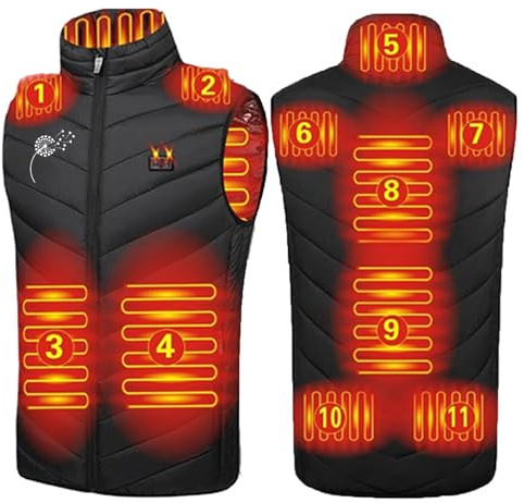 2023 Gilet Chauffant Polaire Sans Manche Homme Femme Avec Batterie Externe Incluse Veste Chauffante Polaire éLectrique 11 Zones de Chaleur Manteau Polaire Chauffant Hiver Pour Moto Chasse RandonnéE