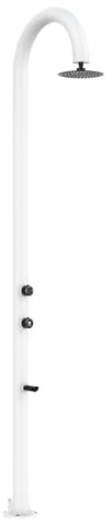 Sined Ducha Jardín en Aluminio Blanco con Mezclador para Agua Caliente y Fría Doble Conexión Inferior y Lateral para Interiores y Exteriores Accesorios Incluidos Luna ALU Bianca