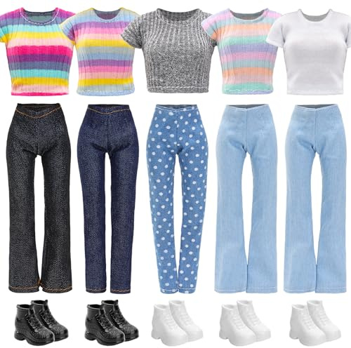 Miunana 15 Doll Casual Clothes Outfits Tops Pants Shoes for 11.5 Inch Dolls