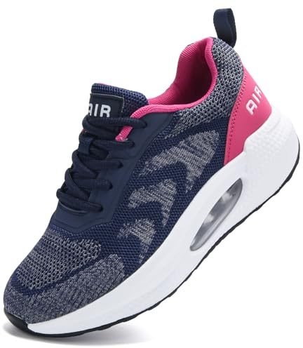 Trainers for Women Running Shoes Air Cushion Arch Support Orthopedic Walking Shoes Memory Foam Comfor Lightweight Breathable Mesh Work Sneakers Navy UK 6