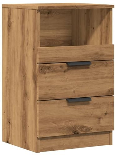 vidaXL Nachttisch, Nachtschrank mit 2 Schubladen 1 Fach, Nachtkommode für Schlafzimmer, Nachtkonsole Beistelltisch, Artisan-Eiche Holzwerkstoff