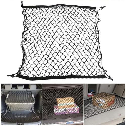 Bagageutrymme nät bil elastisk nylon fast bagagenät bilnät med 4 krokar, För Skoda Octavia Fabia