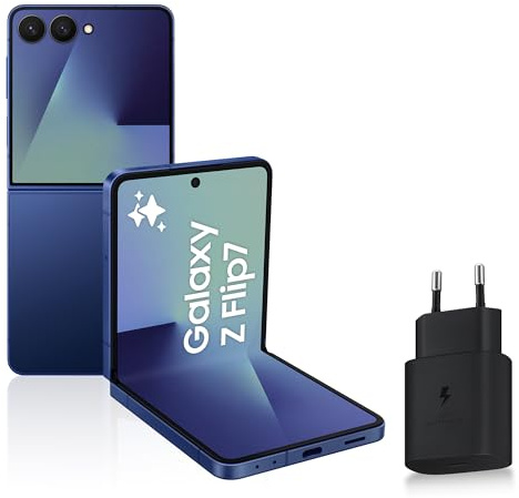 Samsung Galaxy Z Flip7, Smartphone Android 5G avec Galaxy AI, 256 Go, Chargeur Secteur Rapide 25W Inclus, Smartphone déverrouillé, Bleu Nuit, Version FR