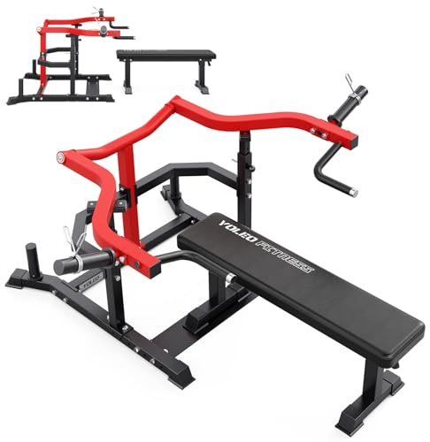 YOLEO Machine à Pectoraux 2-en-1 & Banc Plat Réglable, 500kg Capacité, Équipement Home Gym Haut du Corps avec Bras Indépendants, Banc Développé Couché Modulaire pour Maison