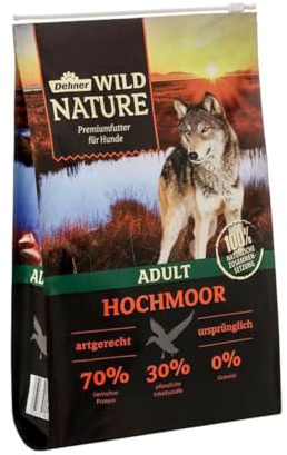 Dehner Wild Nature - Cibo essiccato per cani, con anatra, alto contenuto di carne, proteine animali, ingredienti vegetali, adatto alle specie, senza cereali, senza glutine, senza zucchero, 4 kg