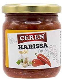 Salsa Harissa suave 190 g en tarro de cristal, pasta de guindilla roja picante moderado para couscous, marinados, verduras y salsas