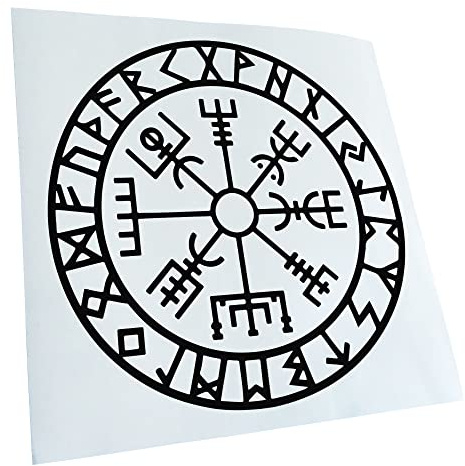 Kiwistar - Autocollant - runes boussole viking - 60 x 60 cm - noir - G60 - Pour voitures, vélos, véhicules, motos, cyclomoteurs, tuning, vitres arrière