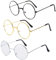 Spydge 3 paar Metall Frame Runde Brille Retro Metallrahmen Runde Brille Metall Brillengestell Dekorative Flachglasbrille für Mann Frau Ankleiden