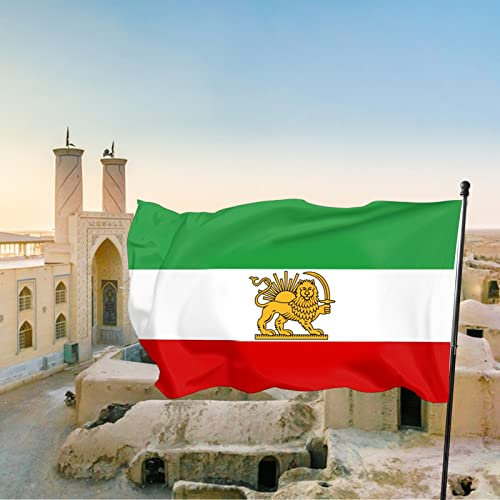 Iran Flagge, 90 x 150 cm Echte Farben und lichtecht Polyester mit Messingösen für Garten Innen- Außenbereich Paraden und Dekorationen (90 x 150 cm, A)