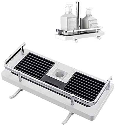 Tablette de rangement 2-en-1 Support multifonctionnel sans perforateur Organisateur réglable (White-Round Hole)