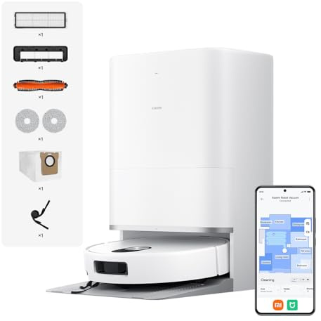 XIAOMI Robot Vacuum 5: 20000Pa suction, lifting dToF navigation, 8.8cm slim body, dual arms for edge sweep/mop, 80°C self-cleaning, anti-tangle hair system