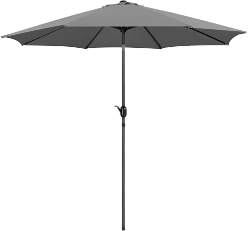 Yaheetech Garden Parasol Umbrella 3M Patio Table Umbrella Outdoor Sun Shade for Garden with Crank Handle & 8 Metal Ribs for Backyard/Deck -Grey