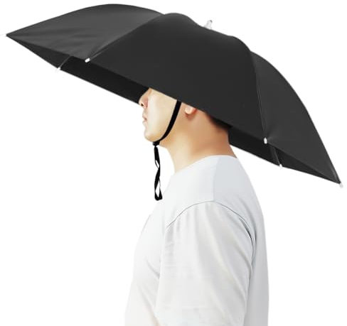 Bocampty Regenschirmhut, 94 cm, Angelschirm, freihändig, faltbar, UV-Schutz, Angelkappe, verstellbare Kopfbedeckung