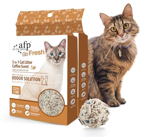 Premium 5-in-1 Mixed Tofu Cat Litter, 12L (2Pack) Flushable, Rapid Clumping,Fast Absorption,Low Dust, Easy Scooping,7/24 Odor Control Nature Pellet Kitty Litter, Coffee