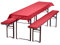 NYVI Bierbankauflagen Set NYVIGala 240x90 cm Rot - 1x Tischdecke für 220x70 cm Biertische & 2X Gepolsterte Auflage für 220x25 cm Bierbänke - Sitzauflage für Bierzeltgarnitur
