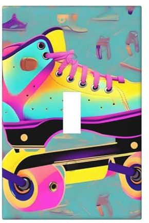 Tapas de salida impresas de patines de colores, 1 placa de pared de tamaño estándar, placas frontales de doble salida de policarbonato