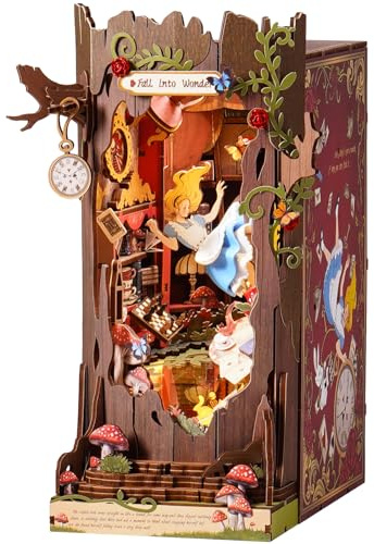 ROBOTIME Book Nook Kit - Fall into Wonder, DIY Booknook Diorama 3D Puzzle Miniatur Haus, Modellbausatz Geschenke für Erwachsene Teenager, Bücherregal Deko