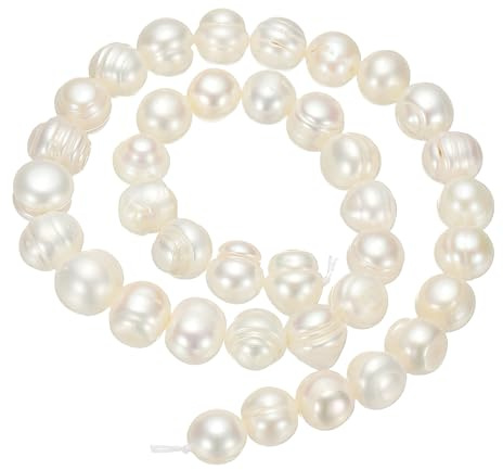 sourcing map Freshwater Pearl Beads, 8-9mm Potato Shape Gemstone Beads 0.8mm Hole Pearl String for DIY Necklace Bracelet Chain Earring Jewelry Making, White