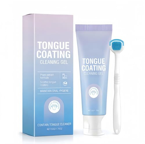 Tongue Cleaner Gel with Tongue Brush,Tongue Scraper & Brush for Maintaining Fresh Breath,Fresh Breath Oral Care Kit,Fresh Mint Tongue Cleaner Gel,Reducing Bad Breath,Oral Hygiene Tool,Easy to Use