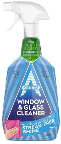 Astonish Fenster- und Glasreiniger, vegan und tierversuchsfrei, Spray, 750 ml, Zitrone