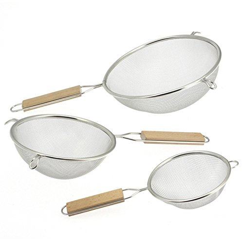 B&W Cuisine 3 scodelle, con manici in legno, acciaio INOX