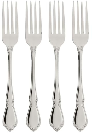 Oneida 2610004A Chateau Fine Flatware Dinner Forks, Set of 4, 18/10 Stainless Steel, Silverware Set