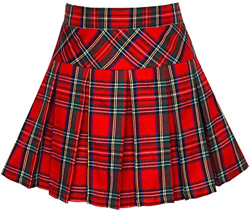 Sunny Fashion Chicas Falda Regreso a Clases Uniforme Rojo Tartán Falda 9-10 años