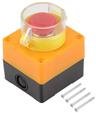 sourcing map Push Button Switch Station Latching NC NO Emergency Stop Switch with Protective Cover