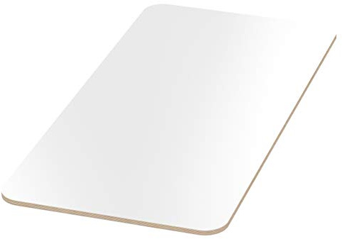 AUPROTEC 18mm Plateau de Table blanc 1000 mm x 500 mm Contreplaqué revêtu en mélamine 40cm-200cm au choix Radius angulaire 100mm Panneau de Contreplaqué en Bouleau : rectangulaire 100x50 cm