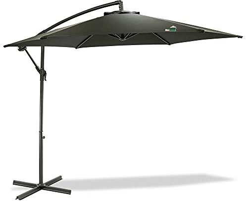 MaxxGarden Parasol Déporté Hexagonale 3M - Parasol de Jardin - avec Manivelle Anti-Retour - Inclinable - Protection UV - Hauteur 220cm en Aluminium - Noir