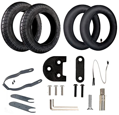 ANSENI Kit Ruedas 10 Pulgadas Neumático y Cámara de Aire Repuesto | Compatible con Xiaomi M365,1S,Pro2,Reemplazo Patinete Electrico,Adaptador de Válvula(Con Soporte 1S/Essential/Pro2)