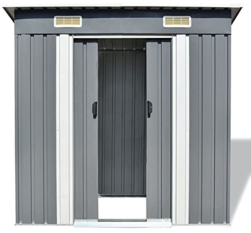 Keketa Capanno da Giardino Casetta Attrezzi Giardino Casetta da Giardino in Lamiera Ripostiglio da Esterno Casetta da Giardino in PVC Grigio 190 x 124 x 181 cm in Metallo