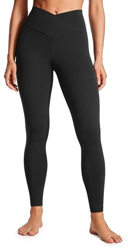 CRZ YOGA Damen Butterluxe Cross Waist Workout Leggings V Cross High Waist Bauchkontrolle Lounge Yoga Leggings - 71cm Schwarz 38