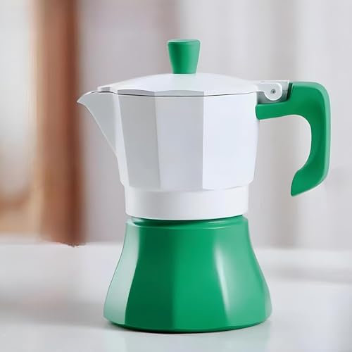Cafetera, cafetera italiana de 10 onzas, cafetera italiana de 6 tazas para uso doméstico y camping, percolador de café cubano manual para capuchino o café con leche (blanco y verde)