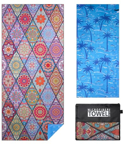 Vorvowry Toalla Playa Grande Microfibra Hombre Mujer Ligera Secado RáPido Libre de Arena para Viajes Natación Deportes con Bolsa de Malla de 80×180cm Bohemia 1 Piezas