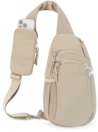 GreenTaya Bandolera Cruzada Mujer Hombre Bolso Pecho Sling Bag con Bolsillo Bloqueador RFID Mochila Bandolera para 9.7 inch iPad para Viaje Deporte, Khaki