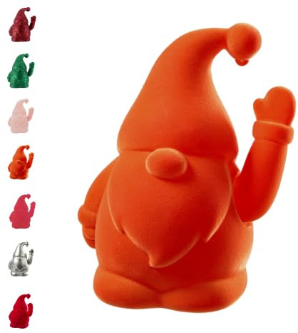 Klocke Dekorationsbedarf Deko Winke Wichtel - Weihnachtswichtel - Beflockt - Winkearm - Festliche Winterdekoration (Orange)