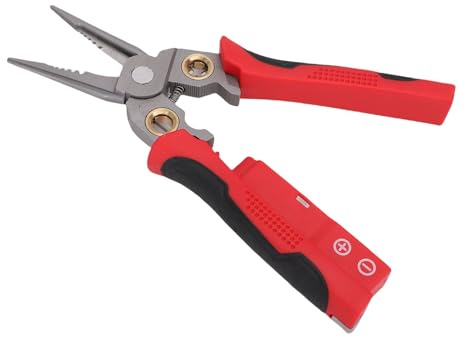 Sorandy Pince à Dénuder 8 en 1, Pince à Sertir, Ciseaux à Câble avec Fonction de Test de Tension, Coupe-câble Multifonctionnel, Outil de Réparation d'électricien pour Dénuder, Presser, Couper, Tirer,