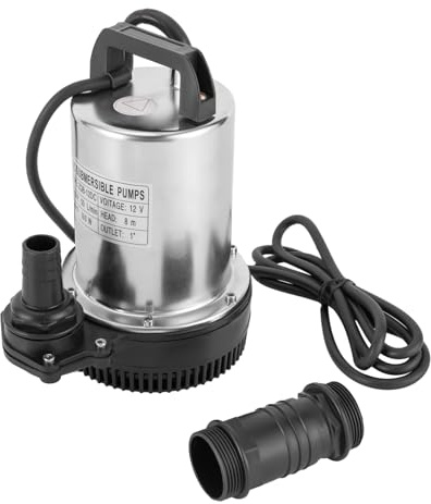 ROGONPDK 6000L/H DC 12V Schmutzwasserpumpe, Tauchpumpe, Brunnenpumpe, Gartenpumpe, Pumpe Eintauchtiefe 0.5-8m, Wasserpumpe, Schmutzwassertauchpumpe, 160W Schmutzwasser Tauchpumpe