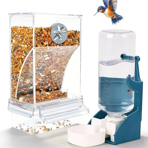 Distributeur automatique pour oiseaux et eau - Accessoire de cage à oiseaux - Distributeur d'eau en acrylique transparent - À suspendre - Pour oiseaux, perroquets, canaris