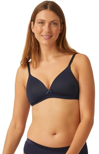 Naturana® Mjuk trådlös BH med kupa [Cup A-D] Optimal passform och maximalt stöd tack vare klippdesign och breda remmar | T-shirts-BH | Dam-BH utan bygel, Mörkblått, 90A