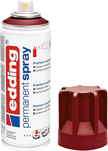 edding 5200 permanent spray - purplered matt - 200 ml - acrylic paint for painting and decorating glass, metal, wood, ceramic, plastic, canvas - aerosol spray, acrylic spray, paint spray