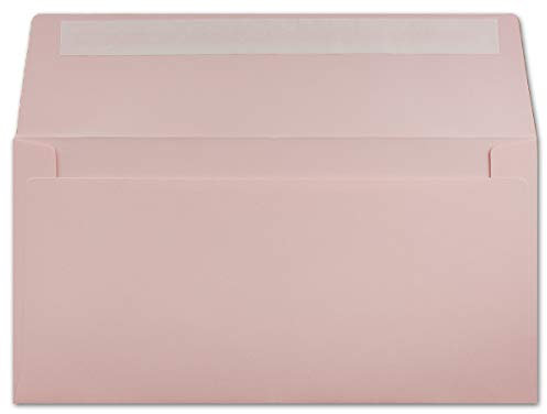 50 DIN Lang Brief-Umschläge Rosa - 11 x 22 cm - 120 g/m² Haftklebung Standard Brief-Kuverts für Taufe & Einladungen von Ihrem Glüxx-Agent
