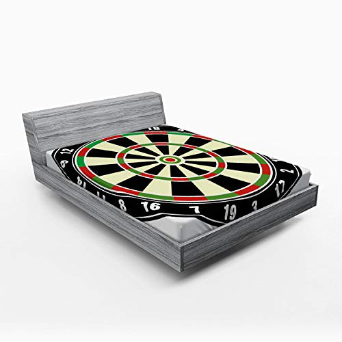 ABAKUHAUS Sport Spannbetttuch, Dart Board Lifestyle, Soft Dekorativer Stoff Bettwäsche Rund-um Elastischer Gummizug, 140 x 200 cm,Grün Schwarz
